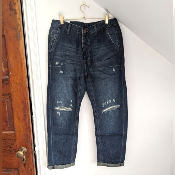 MAN X ONE TEASPOON Mr. Browns Indigo Linen Blend Relaxed Leg Jeans Size 30 R - Picture 1 of 12